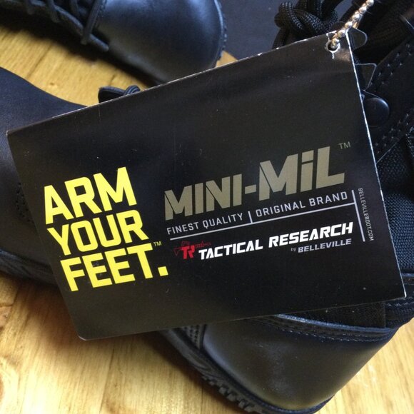 Mens Belleville Tactical Research Black Leather Mini Mil Boots 7.5 W Minimalist main image 6
